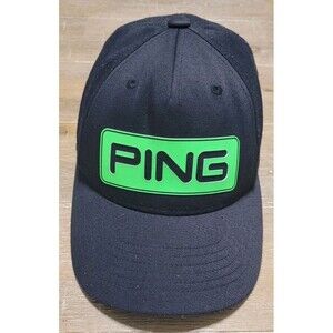 PING Hat PLAY YOUR BEST FLEXFIT 110 Golf Black Cap Neon Green LOGO SNAPBACK